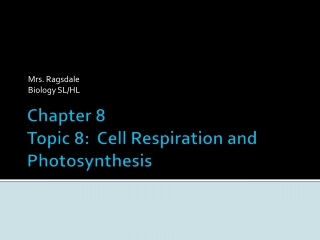 Chapter 8 Topic 8:  Cell Respiration and Photosynthesis