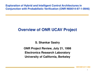 Overview of ONR UCAV Project