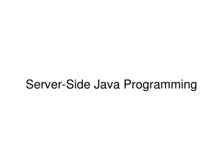 Server-Side Java Programming