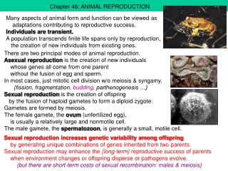 Chapter 46: ANIMAL REPRODUCTION