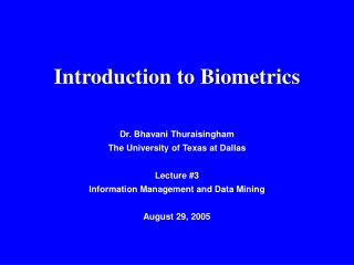 Introduction to Biometrics