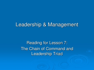 Leadership &amp; Management