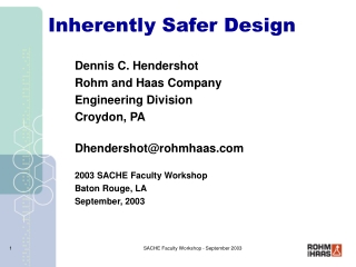 Inherently Safer Design