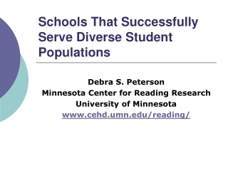 Schools That Successfully Serve Diverse Student Populations