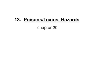 13.   Poisons/Toxins, Hazards chapter 20