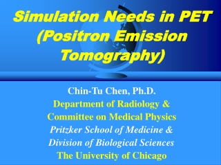 Simulation Needs in PET (Positron Emission Tomography)