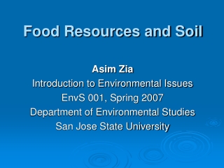 Food Resources and Soil