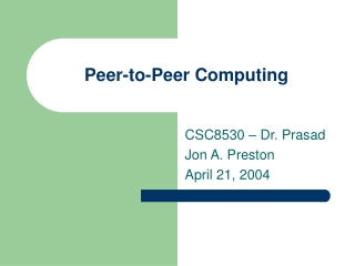 Peer-to-Peer Computing