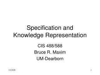 Specification and  Knowledge Representation