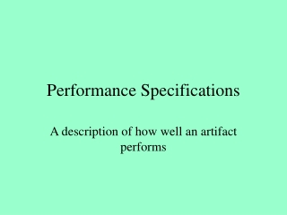 Performance Specifications