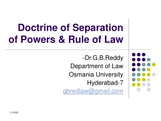Doctrine of Separation of Powers &amp; Rule of Law