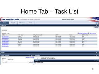 Home Tab – Task List