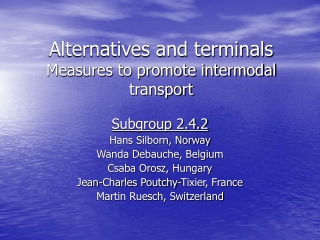 Alternatives and terminals Measures to promote intermodal transport