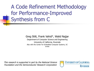 A Code Refinement Methodology for Performance-Improved Synthesis from C