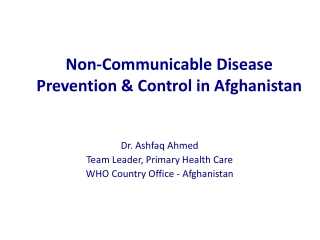 Non-Communicable Disease Prevention &amp; Control in Afghanistan