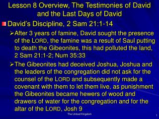 Lesson 8 Overview, The Testimonies of David and the Last Days of David
