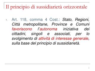 Il principio di sussidiarietà orizzontale