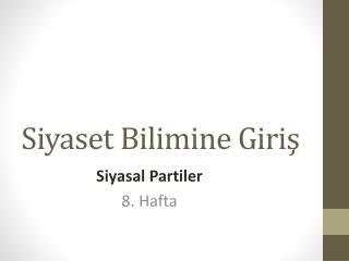 Siyaset Bilimine Giriş