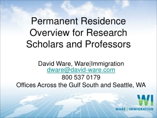 Permanent Residence Overview for Research Scholars and Professors