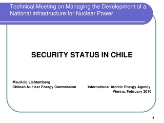 Technical Meeting on Managing the Development of a National Infrastructure for Nuclear Power