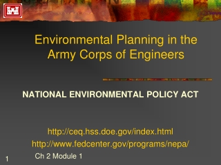 Environmental Planning in the Army Corps of Engineers
