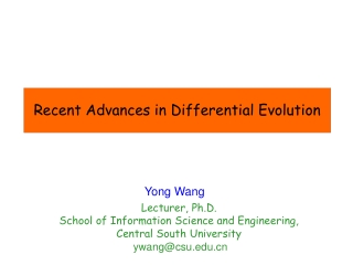 Recent Advances in Differential Evolution