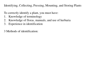 Identifying, Collecting, Pressing, Mounting, and Storing Plants