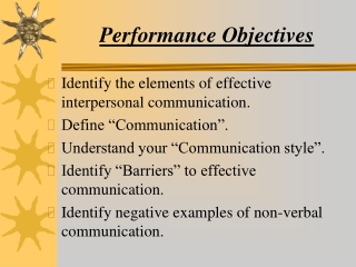 Performance Objectives