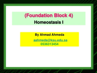 (Foundation Block 4) Homeostasis I