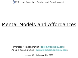 Mental Models and Affordances