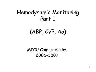 Hemodynamic Monitoring Part I (ABP, CVP, Ao)