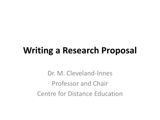 Writing a Research Proposal