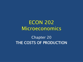 ECON 202 Microeconomics