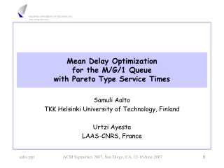 Mean Delay Optimization for the M/G/1 Queue with Pareto Type Service Times