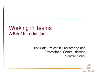 Working in Teams A Brief Introduction