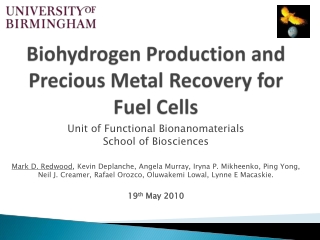 Unit of Functional Bionanomaterials School of Biosciences