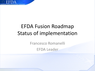 EFDA Fusion Roadmap Status of implementation