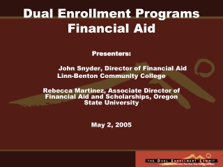 Dual Enrollment Programs Financial Aid