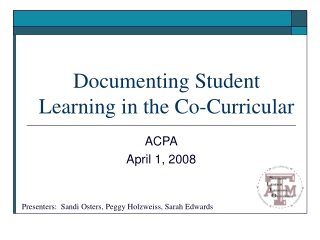 Documenting Student Learning in the Co-Curricular