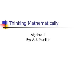 Thinking Mathematically