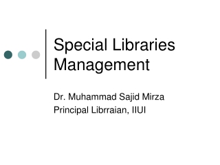 Special Libraries Management