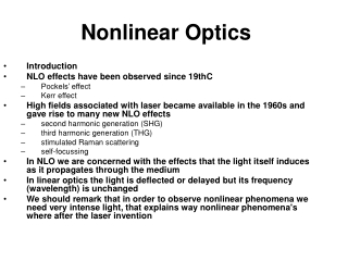 Nonlinear Optics