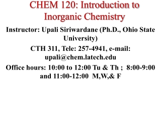 CHEM 120: Introduction to Inorganic Chemistry