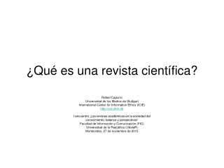 ¿ Qué es una revista científica?