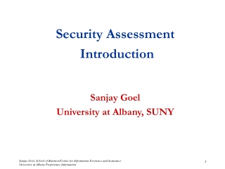 Security Assessment  Introduction Sanjay Goel University at Albany, SUNY