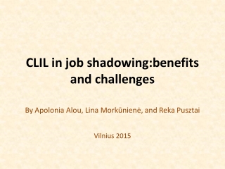 CLIL in job shadowing:benefits and challenges