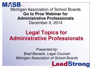 Legal Topics for  Administrative Professionals