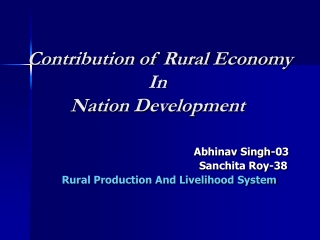 Contribution of Rural Economy In Nation Development