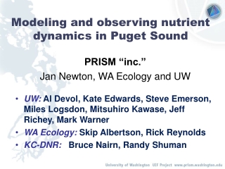 Modeling and observing nutrient dynamics in Puget Sound