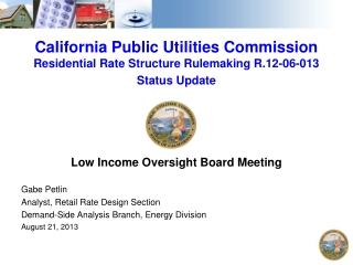 California Public Utilities Commission  Residential Rate Structure Rulemaking R.12-06-013